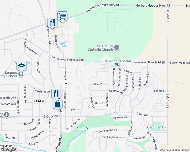 map of restaurants, bars, coffee shops, grocery stores, and more near 4667 Lower West Branch Road Southeast in Iowa City