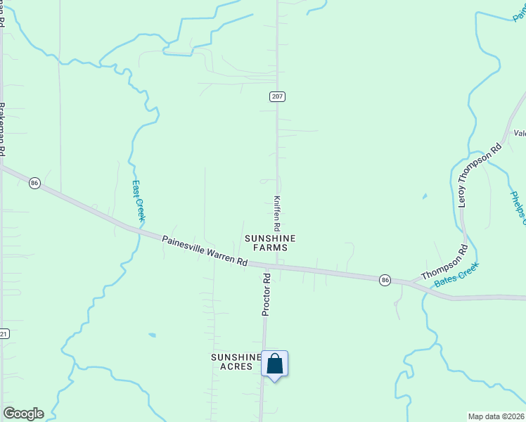map of restaurants, bars, coffee shops, grocery stores, and more near 7586 Kniffen Road in Painesville