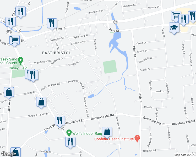 map of restaurants, bars, coffee shops, grocery stores, and more near 410 Emmett Street in Bristol