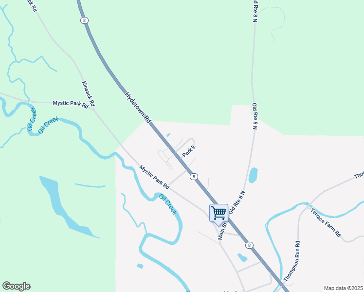 map of restaurants, bars, coffee shops, grocery stores, and more near Park East in Hydetown