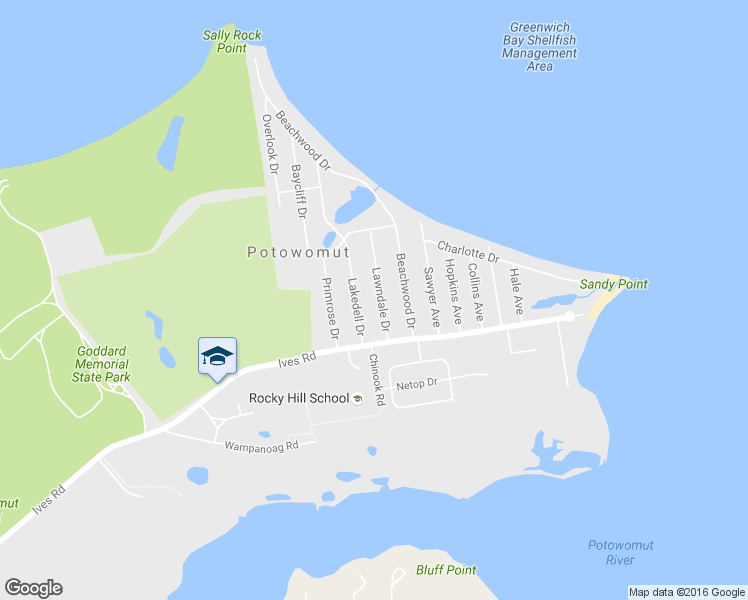 map of restaurants, bars, coffee shops, grocery stores, and more near 81 Lawndale Dr in East Greenwich