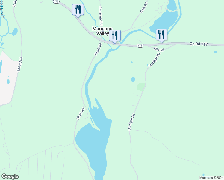 map of restaurants, bars, coffee shops, grocery stores, and more near 941 Starlight Road in Monticello