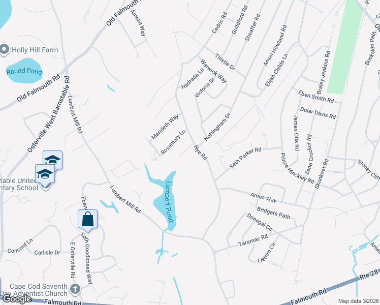 map of restaurants, bars, coffee shops, grocery stores, and more near 19 Duncan Lane in Barnstable