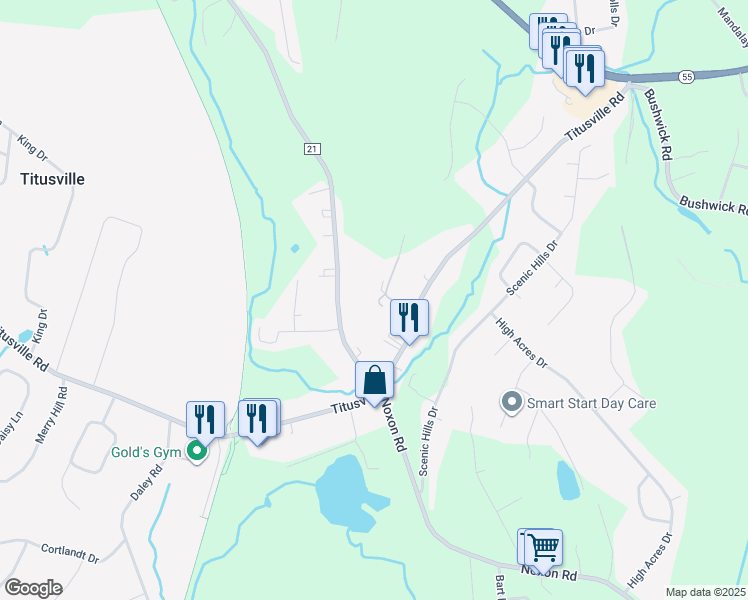 map of restaurants, bars, coffee shops, grocery stores, and more near 321 Titusville Road in Poughkeepsie