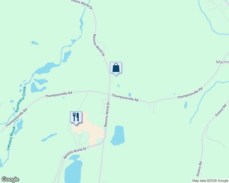map of restaurants, bars, coffee shops, grocery stores, and more near 315 Thompsonville Road in Monticello