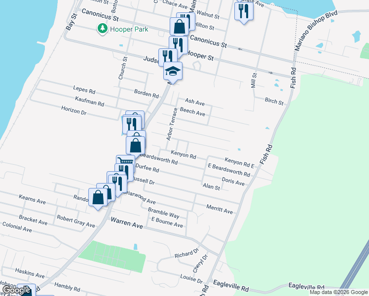 map of restaurants, bars, coffee shops, grocery stores, and more near 13 Willow Tree Road in Tiverton