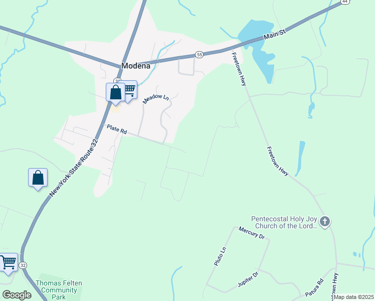 map of restaurants, bars, coffee shops, grocery stores, and more near 91 Plate Road in Modena