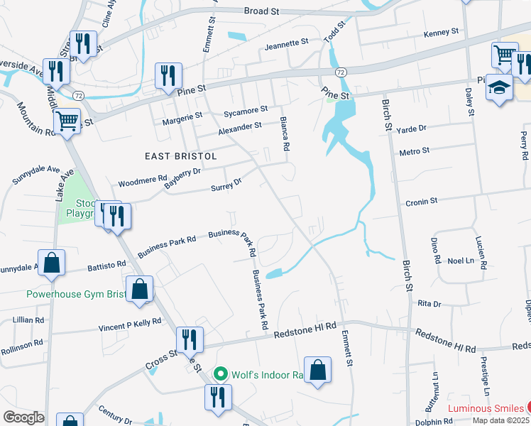 map of restaurants, bars, coffee shops, grocery stores, and more near 410 Emmett Street in Bristol