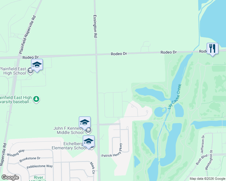 map of restaurants, bars, coffee shops, grocery stores, and more near 2101 Samantha Joy Way in Bolingbrook
