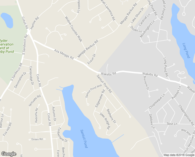 map of restaurants, bars, coffee shops, grocery stores, and more near 11 Santuit Pond Road in Mashpee