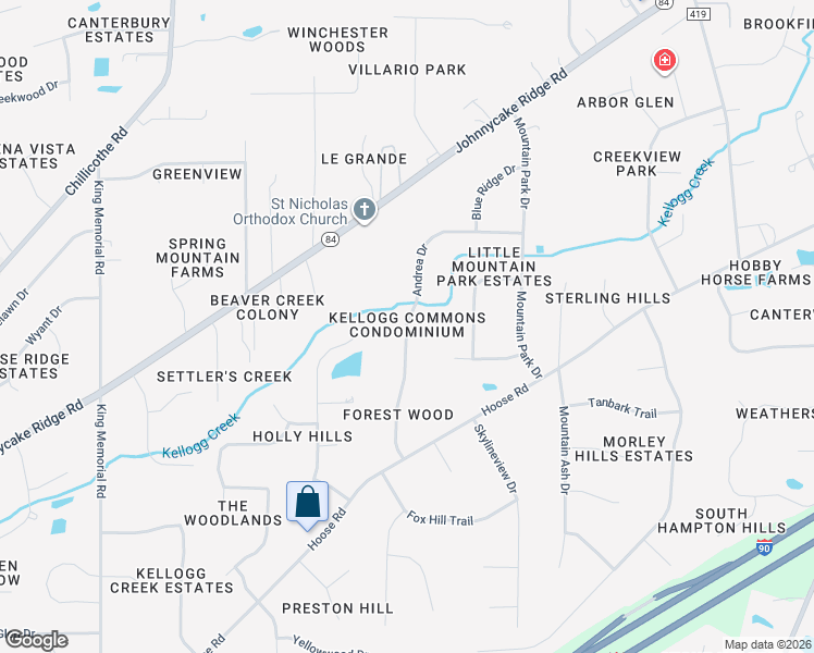 map of restaurants, bars, coffee shops, grocery stores, and more near 7615 Andrea Drive in Mentor
