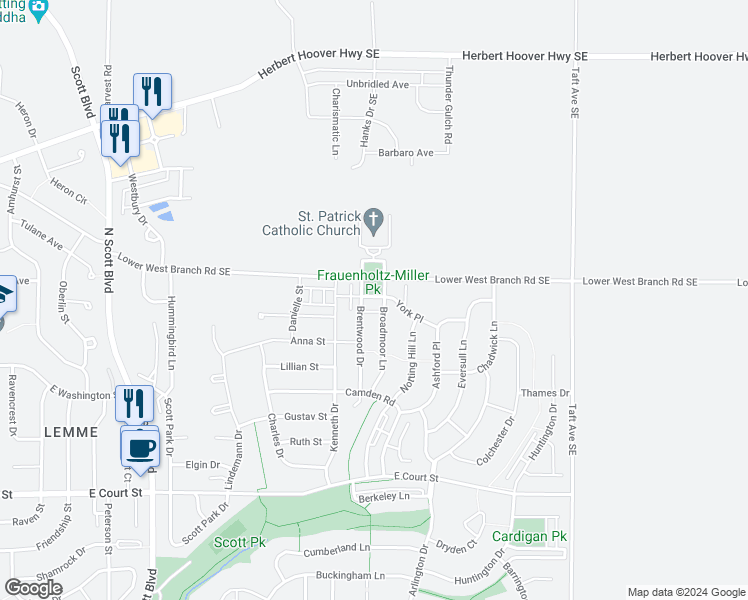 map of restaurants, bars, coffee shops, grocery stores, and more near 4353 York Place in Iowa City