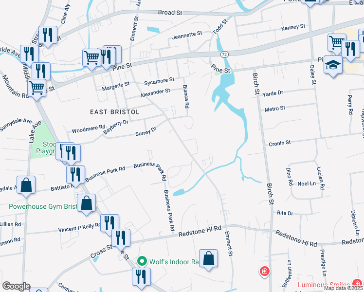 map of restaurants, bars, coffee shops, grocery stores, and more near 370 Emmett Street in Bristol
