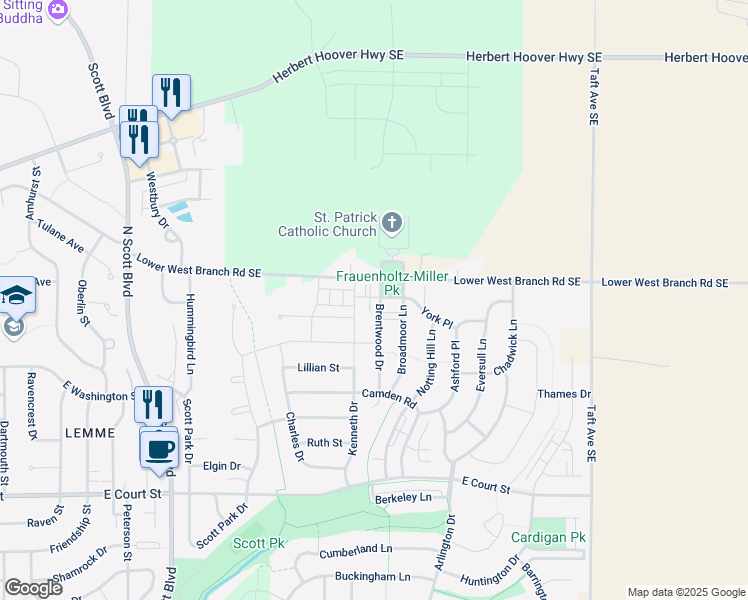 map of restaurants, bars, coffee shops, grocery stores, and more near 4375 York Place in Iowa City
