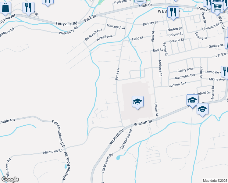 map of restaurants, bars, coffee shops, grocery stores, and more near 268 Peck Lane in Bristol