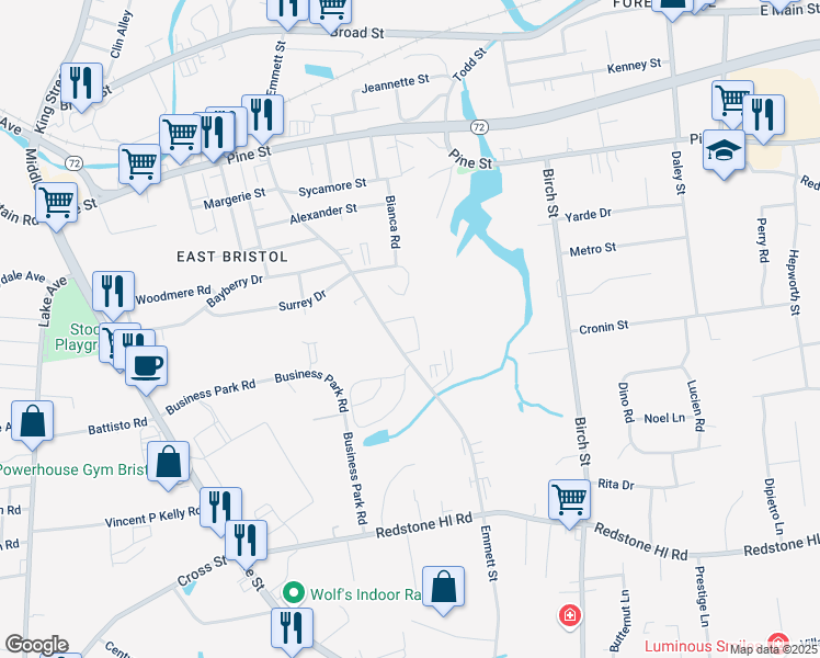 map of restaurants, bars, coffee shops, grocery stores, and more near 113 Surrey Drive in Bristol
