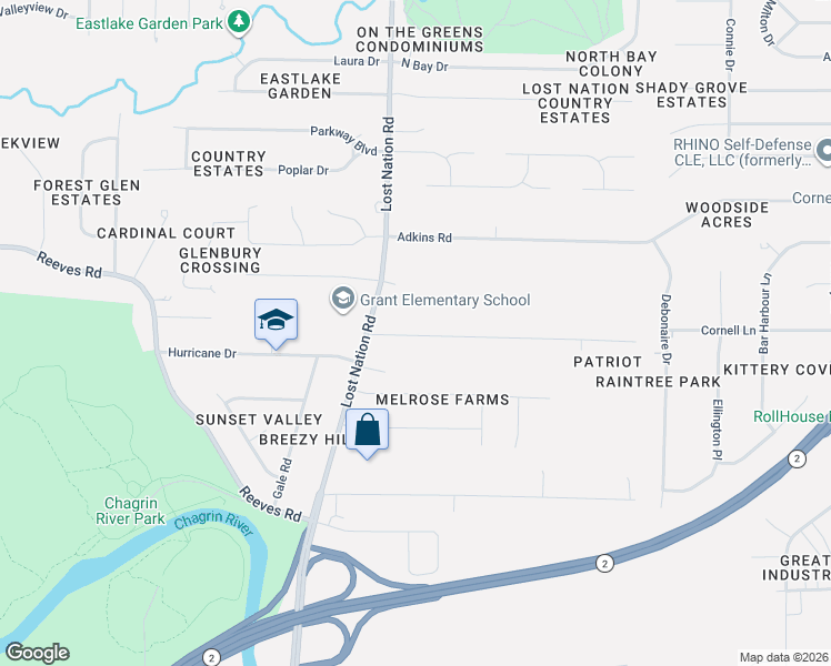 map of restaurants, bars, coffee shops, grocery stores, and more near 38525 Bell Road in Willoughby