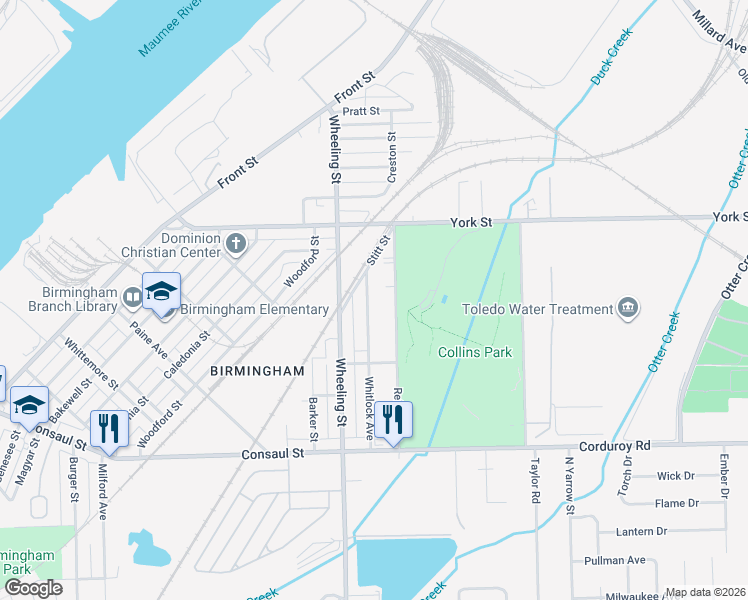 map of restaurants, bars, coffee shops, grocery stores, and more near 669 Reineck Drive in Toledo