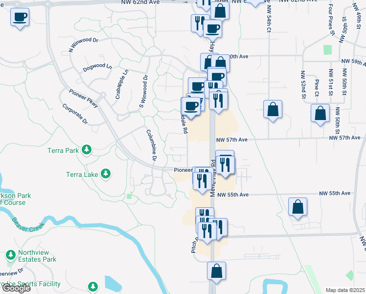 map of restaurants, bars, coffee shops, grocery stores, and more near 5960 Somerset Place in Johnston