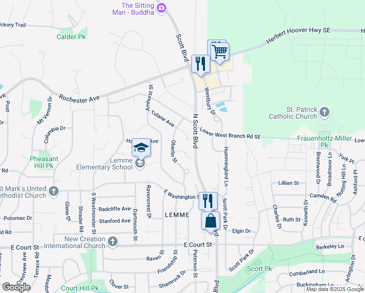 map of restaurants, bars, coffee shops, grocery stores, and more near 3400-3446 Tulane Court in Iowa City