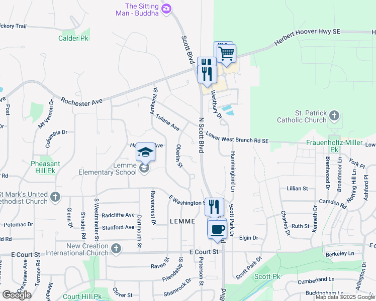 map of restaurants, bars, coffee shops, grocery stores, and more near 3400-3446 Tulane Court in Iowa City