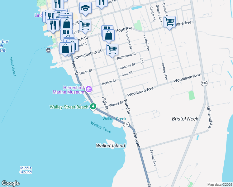 map of restaurants, bars, coffee shops, grocery stores, and more near 9 Howe Street in Bristol