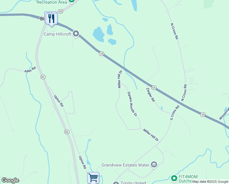 map of restaurants, bars, coffee shops, grocery stores, and more near 51 Miller Hill Drive in Lagrangeville