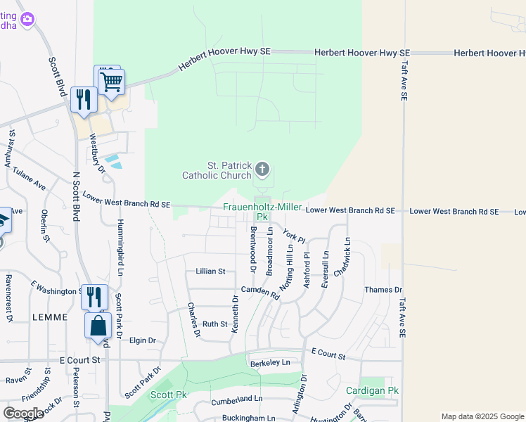 map of restaurants, bars, coffee shops, grocery stores, and more near 4329 Saint Patricks Drive in Iowa City