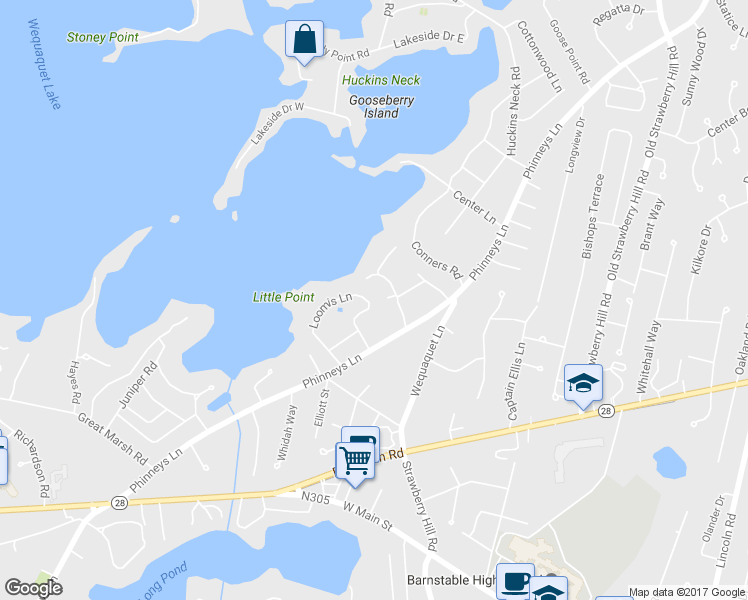 map of restaurants, bars, coffee shops, grocery stores, and more near 60 Richards Lane in Barnstable