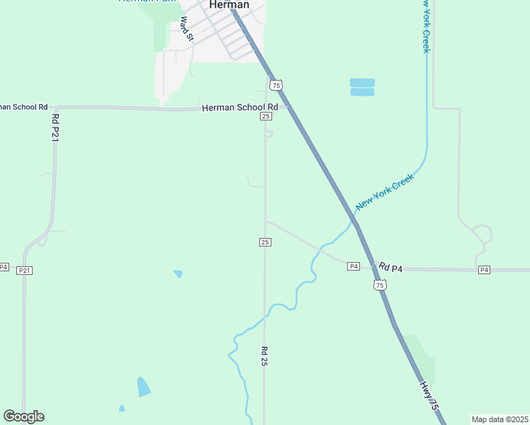 map of restaurants, bars, coffee shops, grocery stores, and more near County Road 25 in Herman