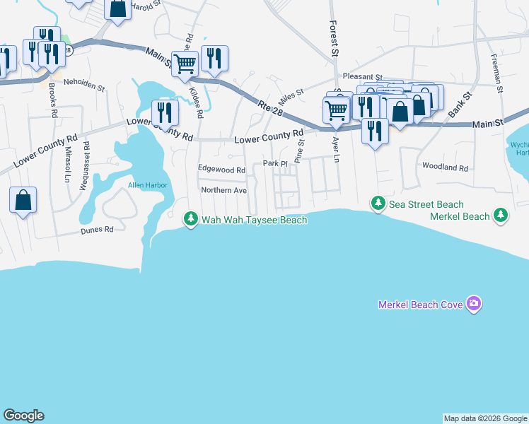 map of restaurants, bars, coffee shops, grocery stores, and more near 4 Ocean Avenue in Harwich