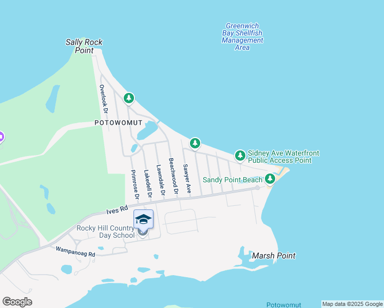 map of restaurants, bars, coffee shops, grocery stores, and more near 214 Charlotte Drive in East Greenwich