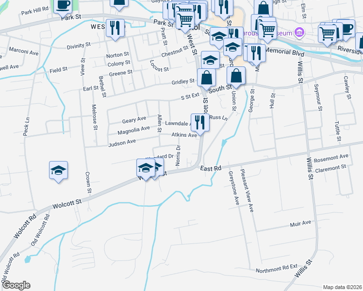 map of restaurants, bars, coffee shops, grocery stores, and more near 23 Norris Drive in Bristol