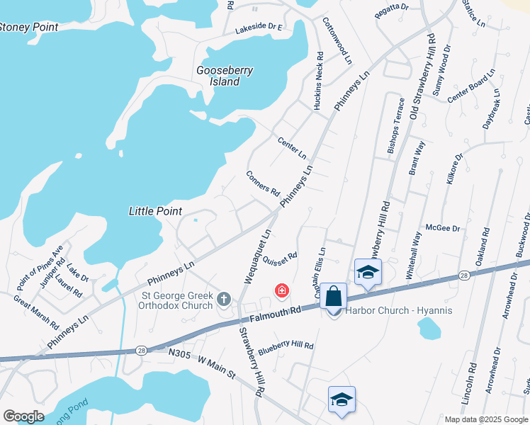 map of restaurants, bars, coffee shops, grocery stores, and more near 9 Millstone Way in Barnstable