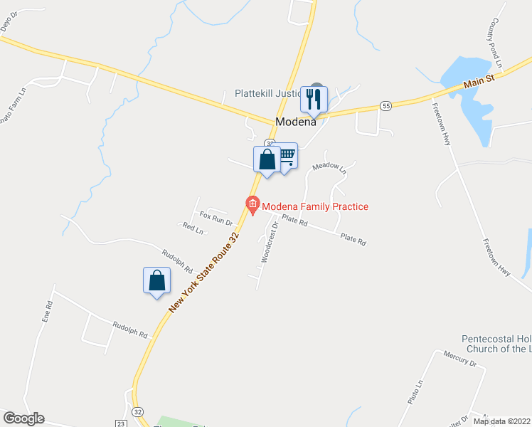 map of restaurants, bars, coffee shops, grocery stores, and more near 2 Winterford Lane in Modena