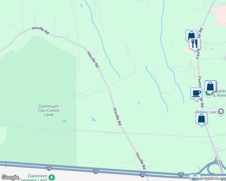 map of restaurants, bars, coffee shops, grocery stores, and more near 555 Hixville Road in Dartmouth