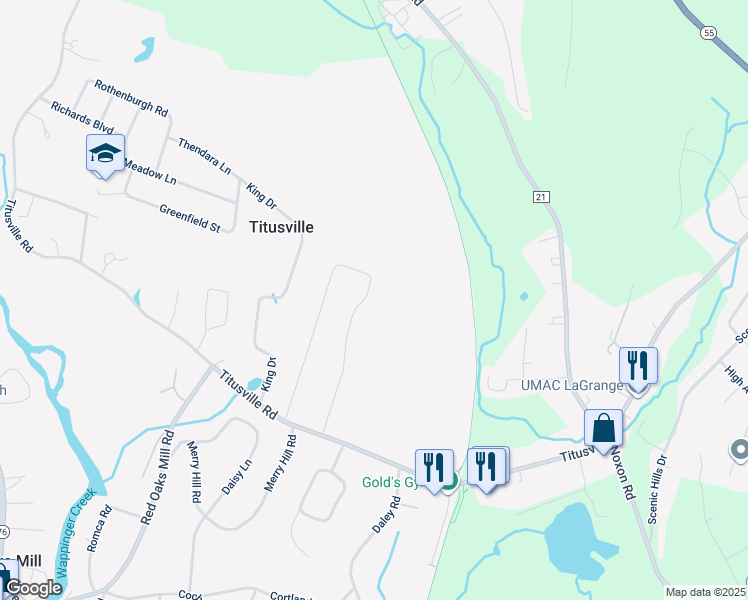 map of restaurants, bars, coffee shops, grocery stores, and more near 26 Clover Hill Drive in Poughkeepsie