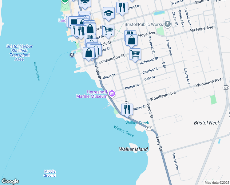 map of restaurants, bars, coffee shops, grocery stores, and more near 22 Burton Street in Bristol