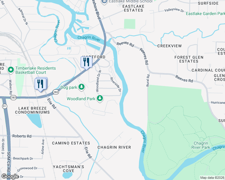 map of restaurants, bars, coffee shops, grocery stores, and more near 35950 Highland Drive in Eastlake
