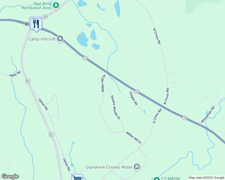 map of restaurants, bars, coffee shops, grocery stores, and more near 4 Square Woods Drive in Lagrangeville