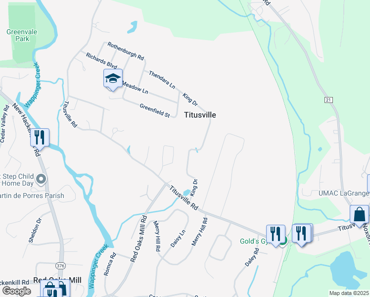 map of restaurants, bars, coffee shops, grocery stores, and more near 14 Rombout Ridge Road in Poughkeepsie