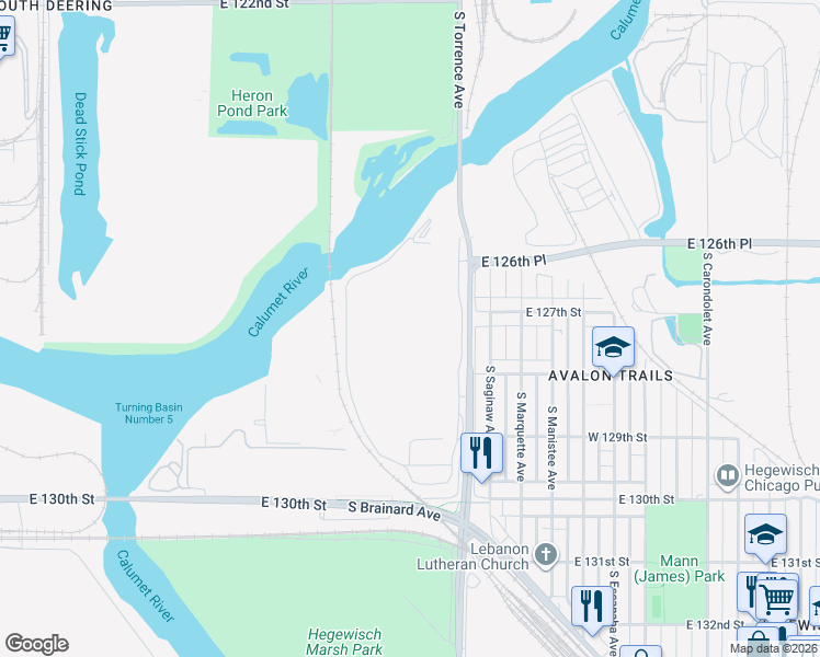 map of restaurants, bars, coffee shops, grocery stores, and more near in Burnham
