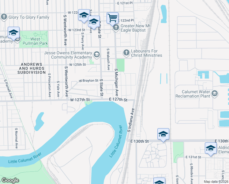 map of restaurants, bars, coffee shops, grocery stores, and more near 26 East 127th Street in Chicago