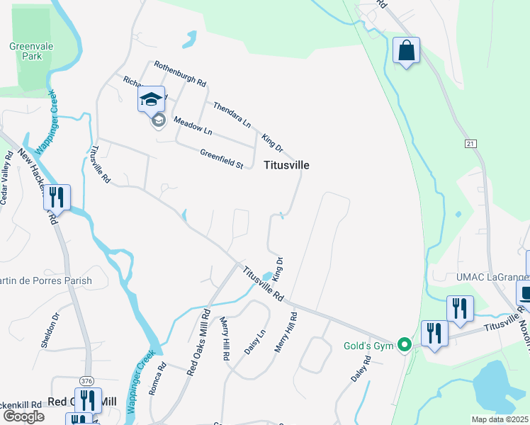 map of restaurants, bars, coffee shops, grocery stores, and more near 14 Rombout Ridge Road in Poughkeepsie