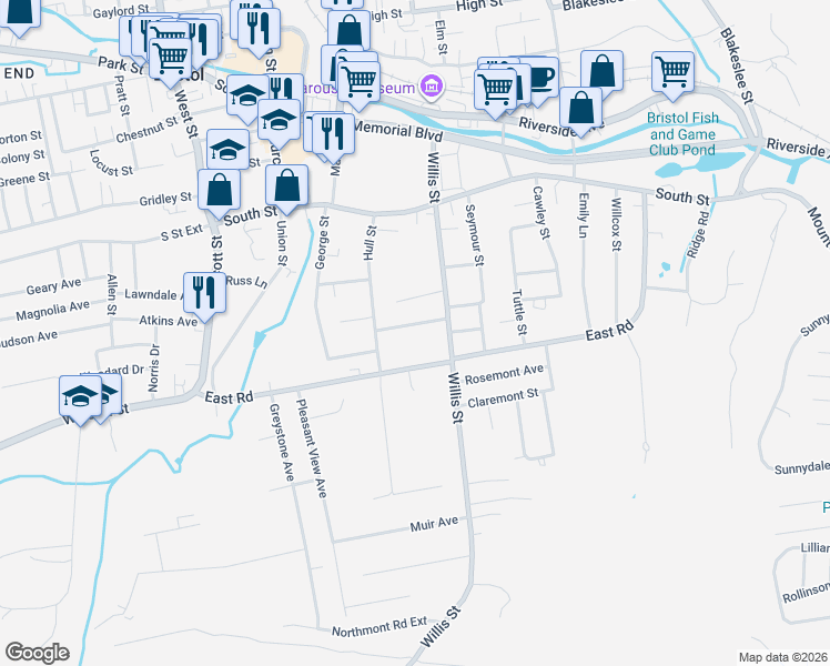 map of restaurants, bars, coffee shops, grocery stores, and more near 26 Sigourney Street in Bristol