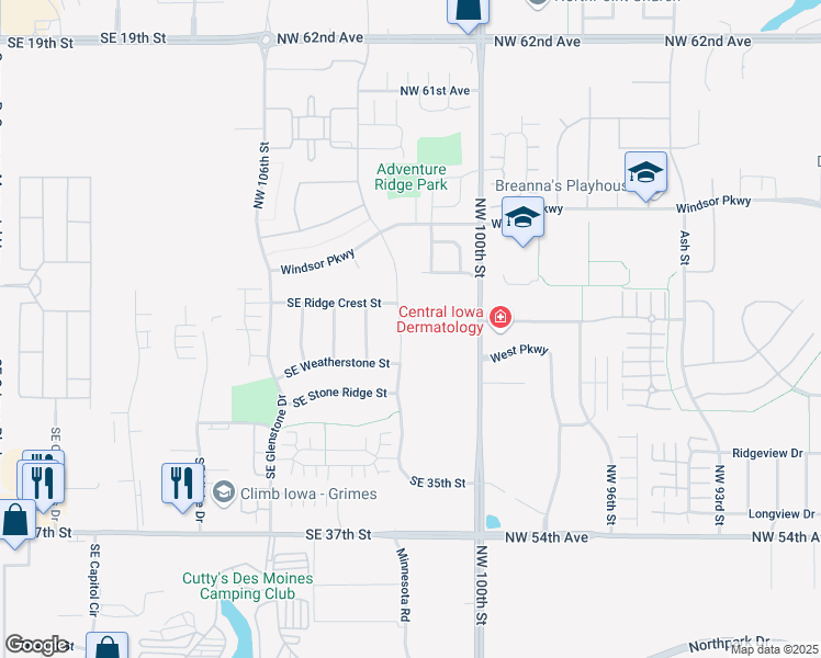 map of restaurants, bars, coffee shops, grocery stores, and more near 2907 Keystone Drive in Grimes