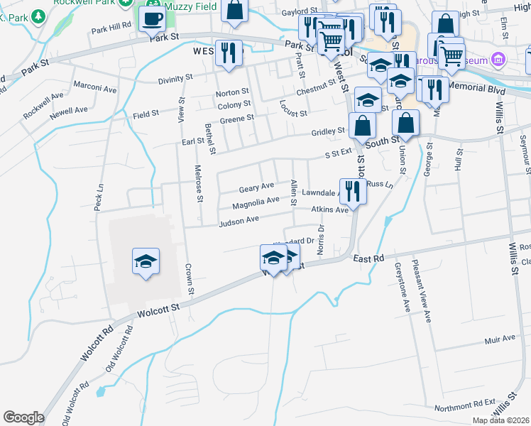 map of restaurants, bars, coffee shops, grocery stores, and more near 44 Judson Avenue in Bristol