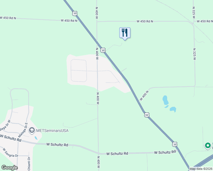 map of restaurants, bars, coffee shops, grocery stores, and more near 3985 North 400 West in La Porte