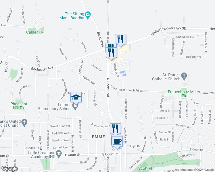 map of restaurants, bars, coffee shops, grocery stores, and more near 3400 Tulane Court in Iowa City