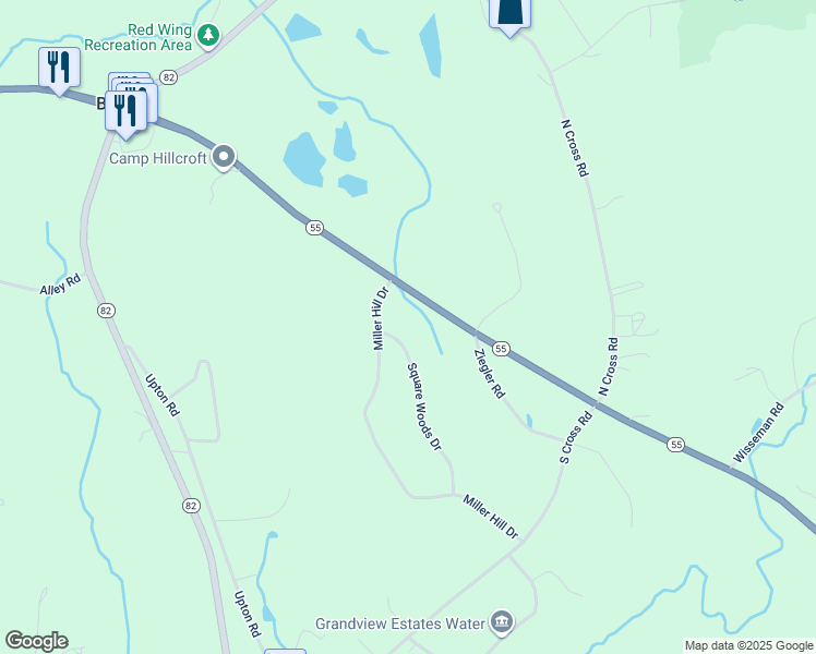 map of restaurants, bars, coffee shops, grocery stores, and more near 4 Square Woods Drive in Lagrangeville